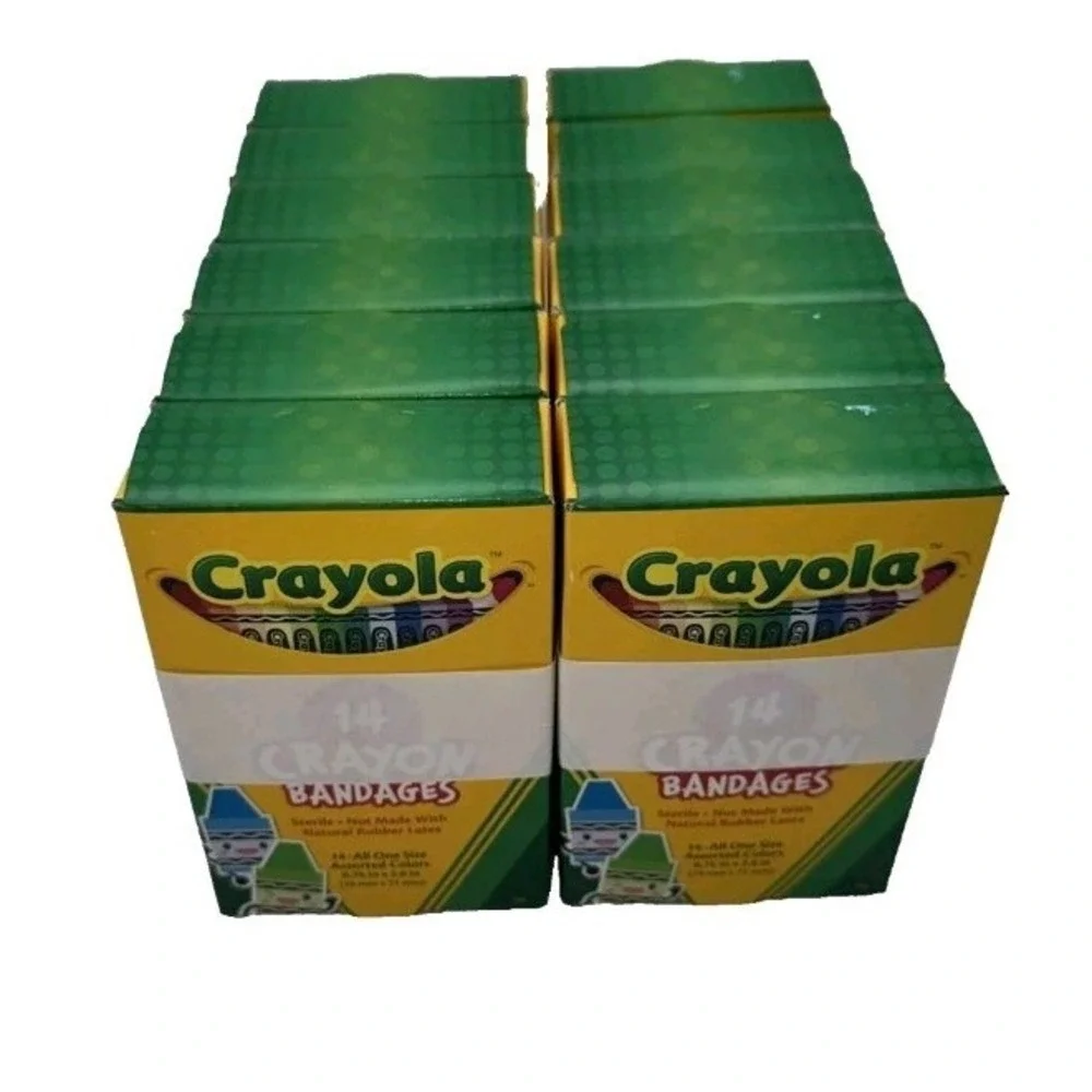 12 BOXES~Crayola‎ Adhesive Bandages 0.75in x 2.8in (168 Pack Kids Bandages-USA)